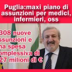 Sanità Puglia: maxi piano di assunzioni per medici, infermieri, oss e altri professionisti